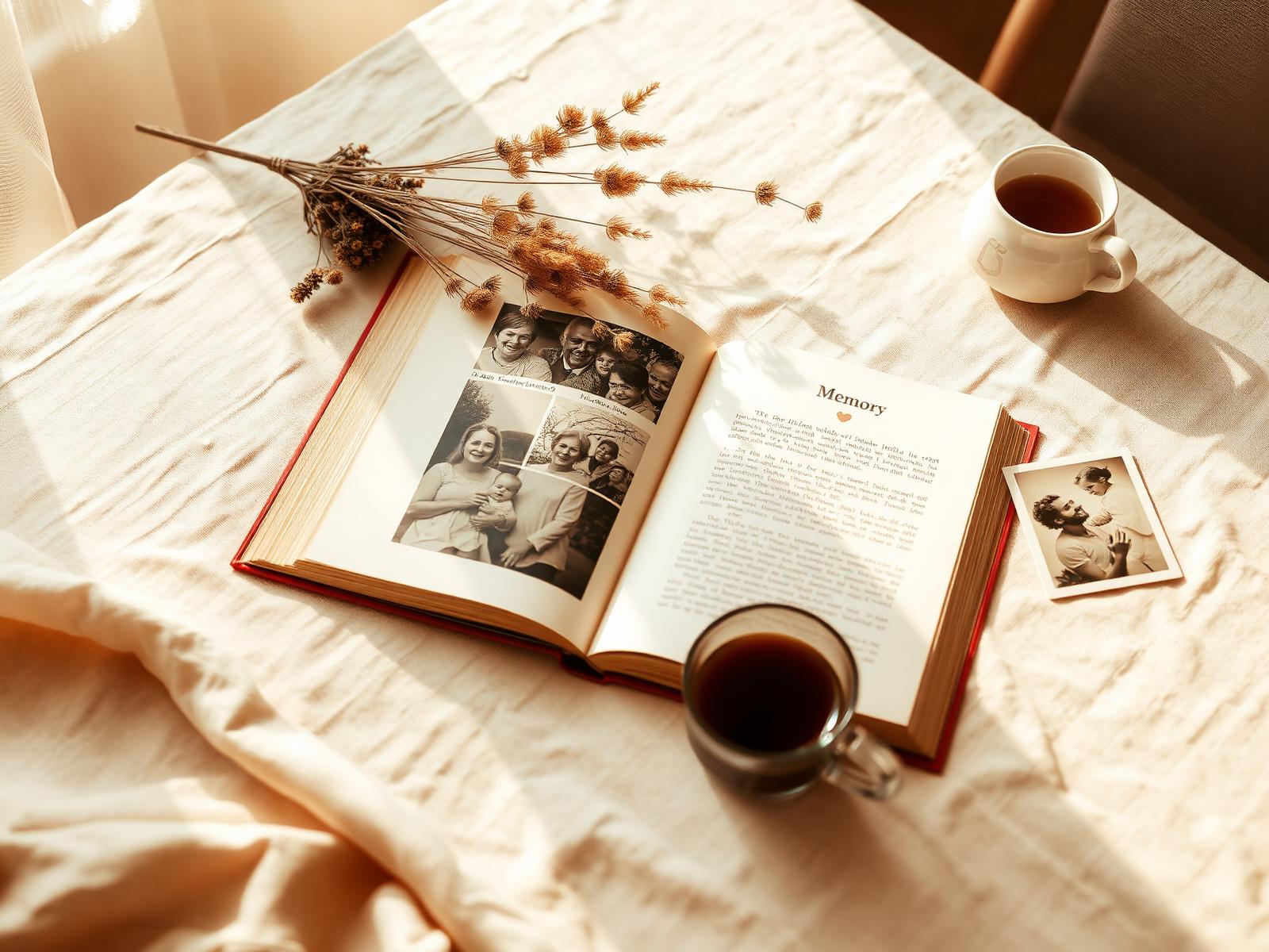 Open family memory book